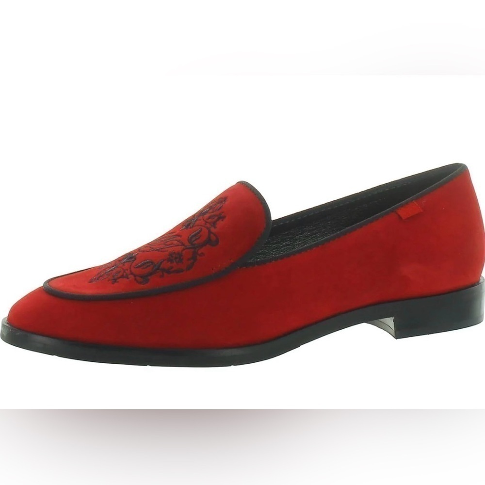 Marc Joseph Women’s Leonard St. Red Nubuck Embroidered Loafers Size 6.5